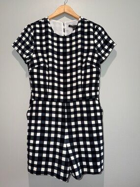 Banana Republic Navy and White Gingham Romper Size 6 BNWT
